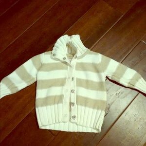 Tan and White Striped button up sweater